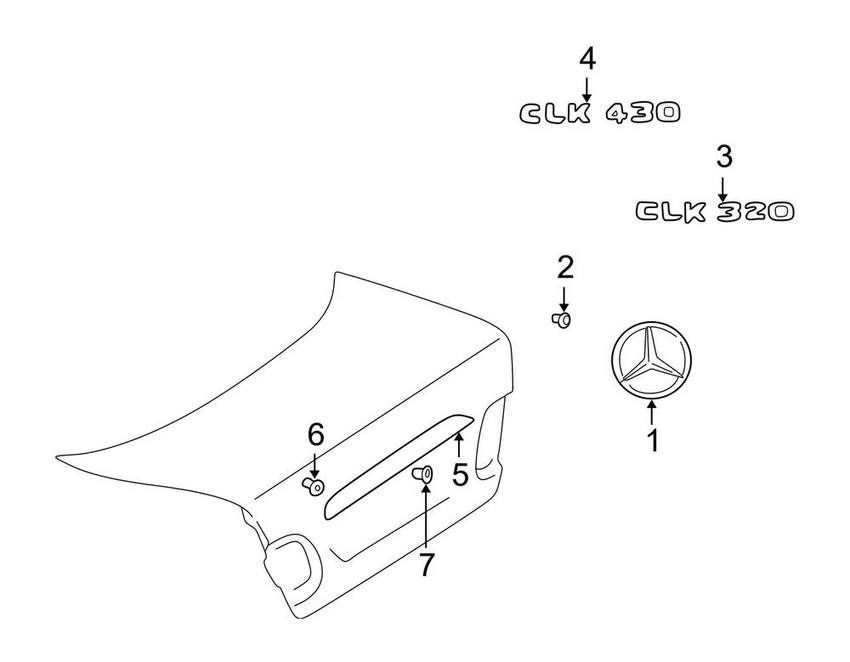 Mercedes Emblem - Rear (CLK) 2088170715